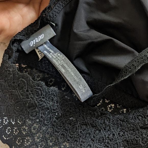 AERIE Black Lace Bralette Wireless Tie Straps M Dark Coquette lingerie - Picture 3 of 7